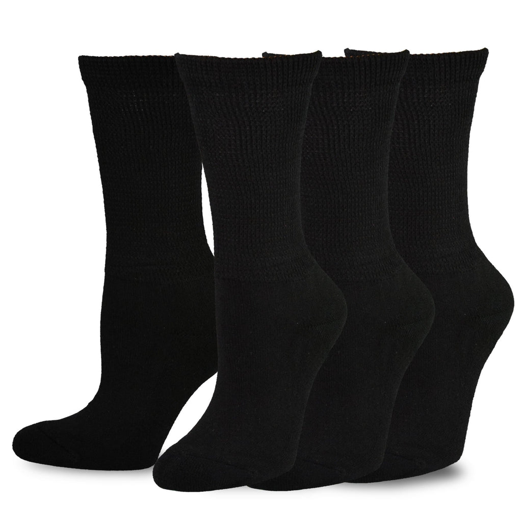Viscose Bamboo Diabetic Crew Socks 3-Pairs Black G296