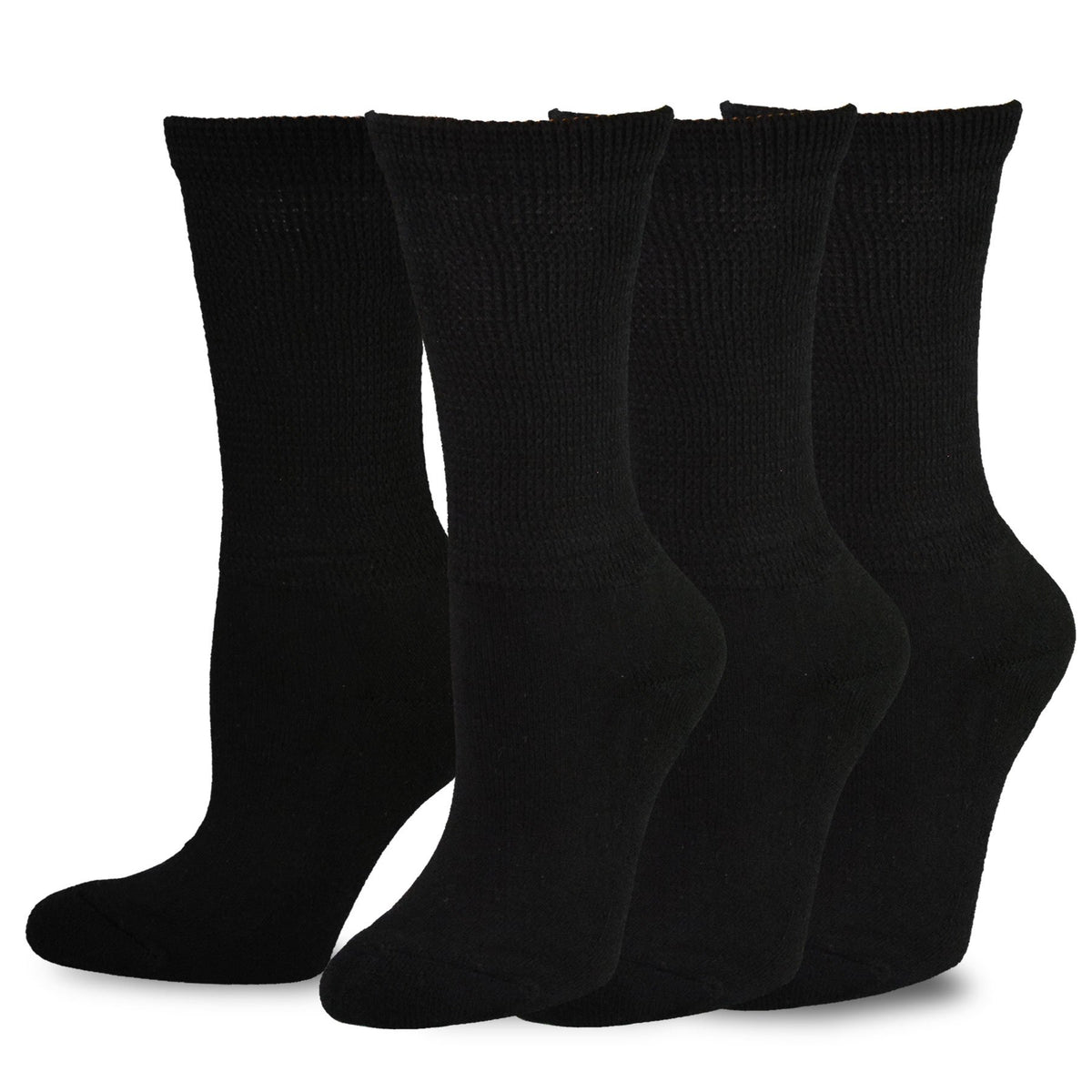 Viscose Bamboo Diabetic Crew Socks 3-Pairs Black G296