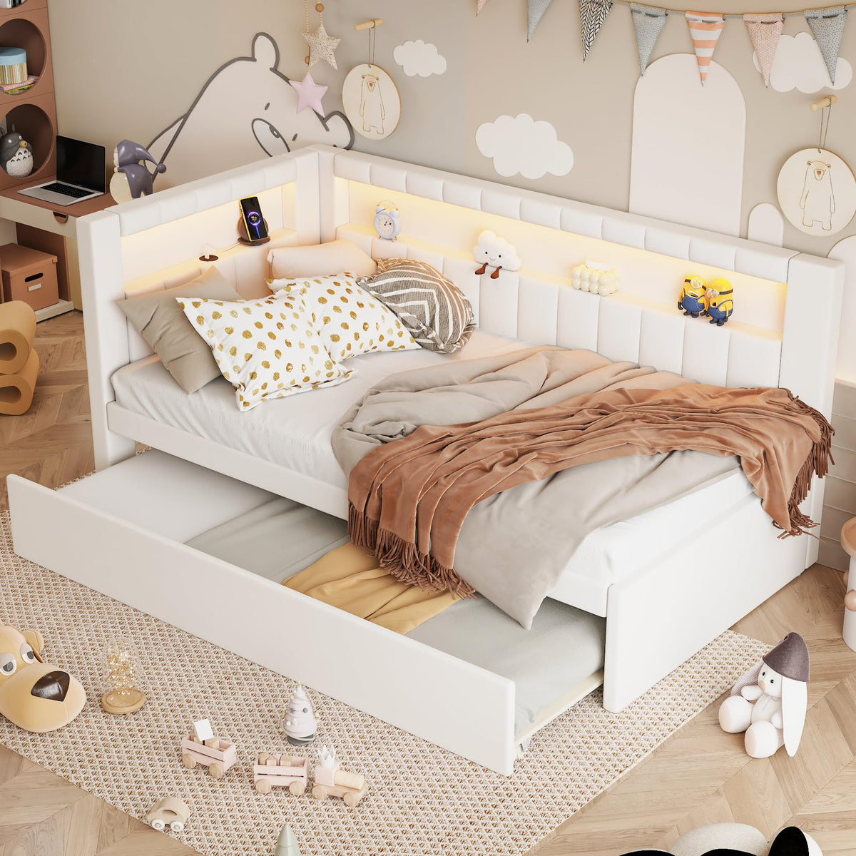 White Twin Size Daybed with Trundle D4311