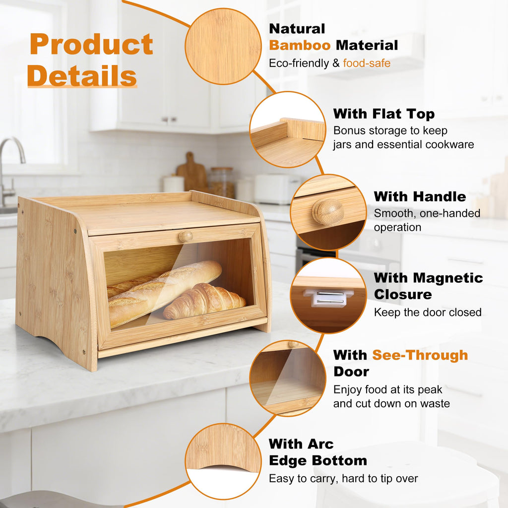 Large Bamboo Bread Box K7609