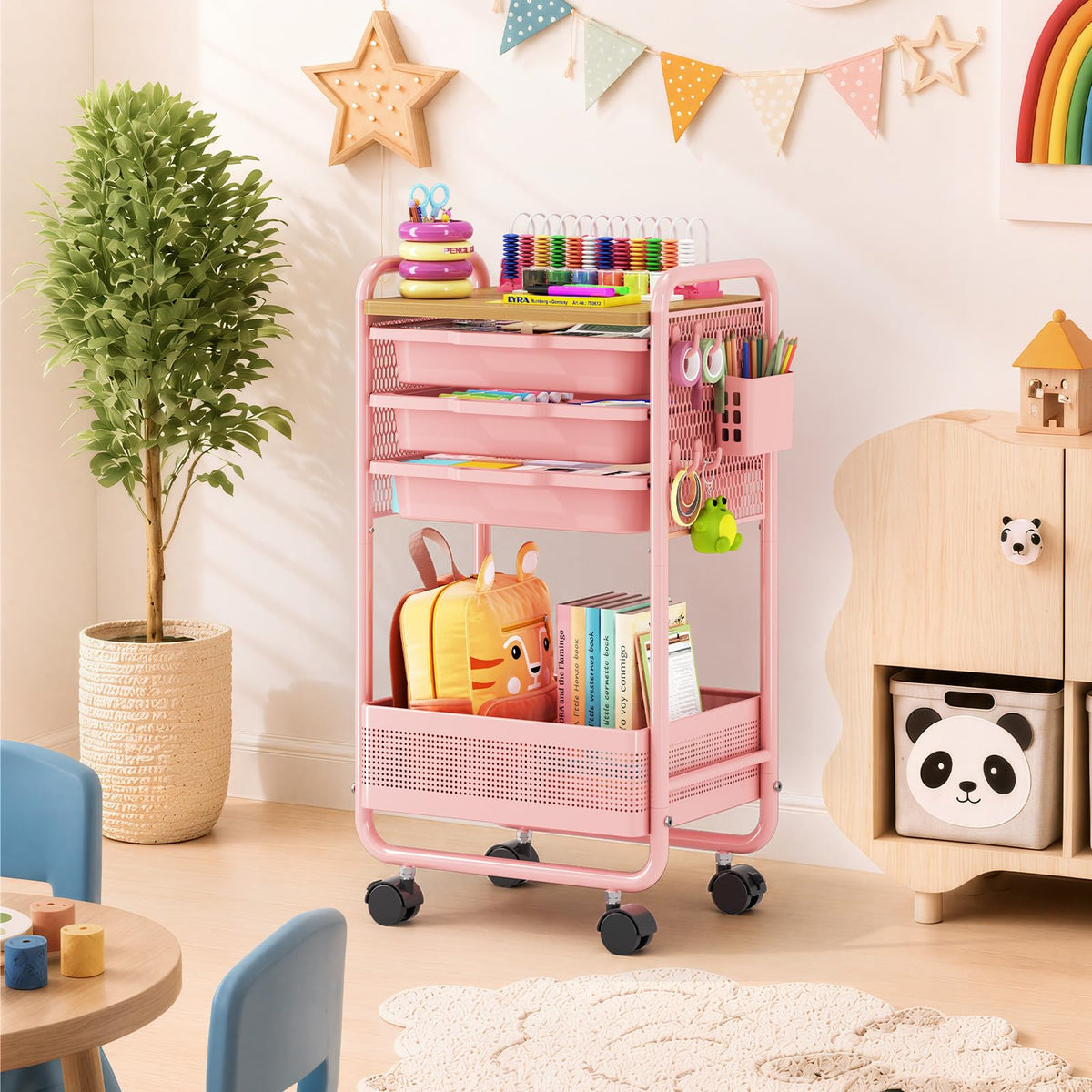 3 Tier Rolling Cart with Drawer W787