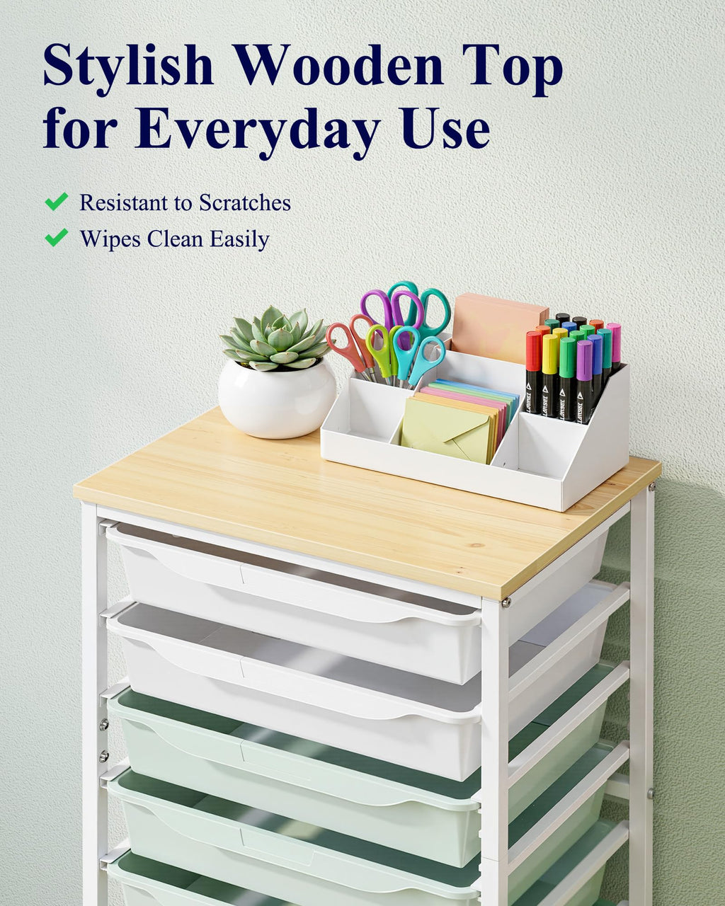 Green 8 Drawer Rolling Storage Cart V592