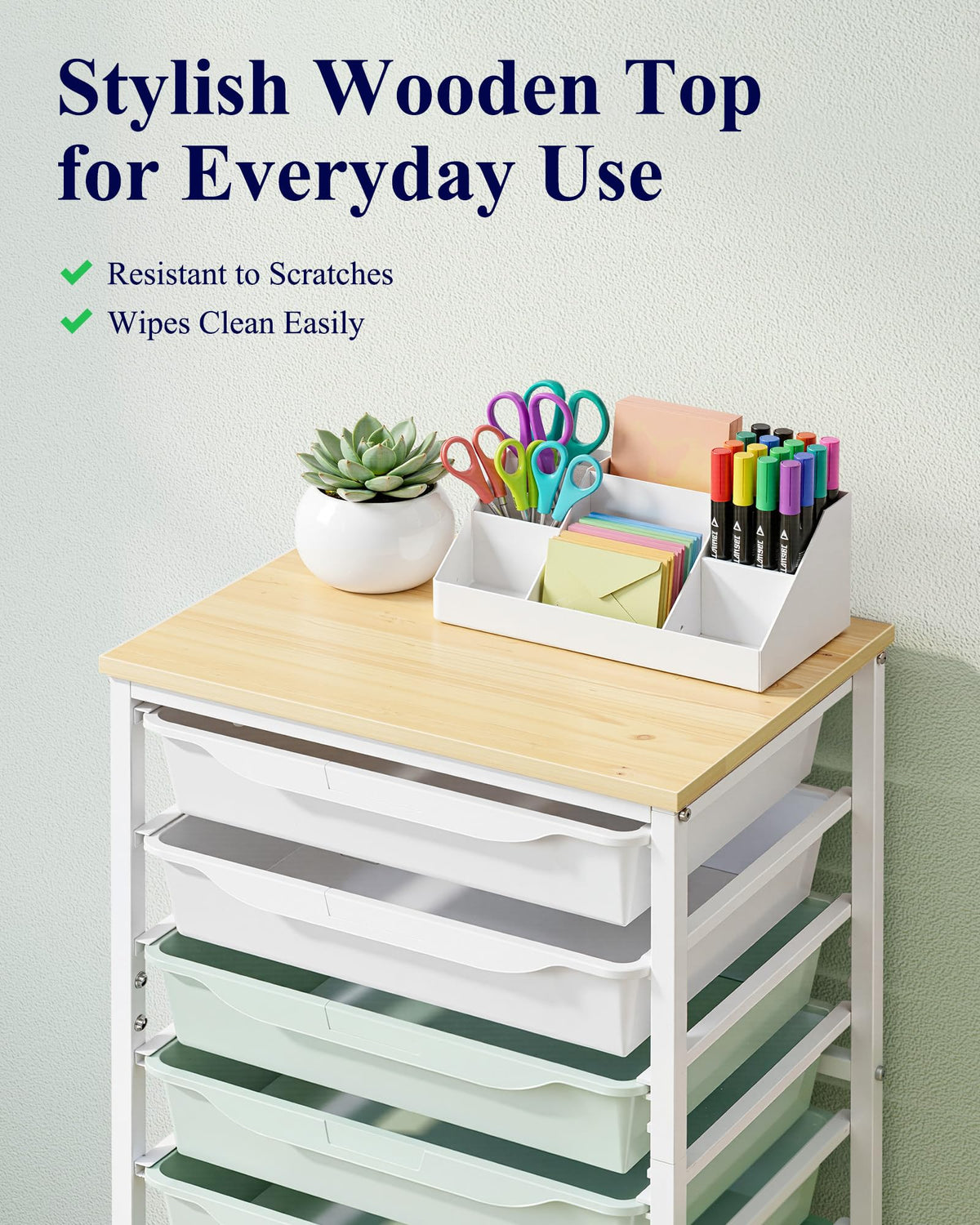 Green 8 Drawer Rolling Storage Cart V592
