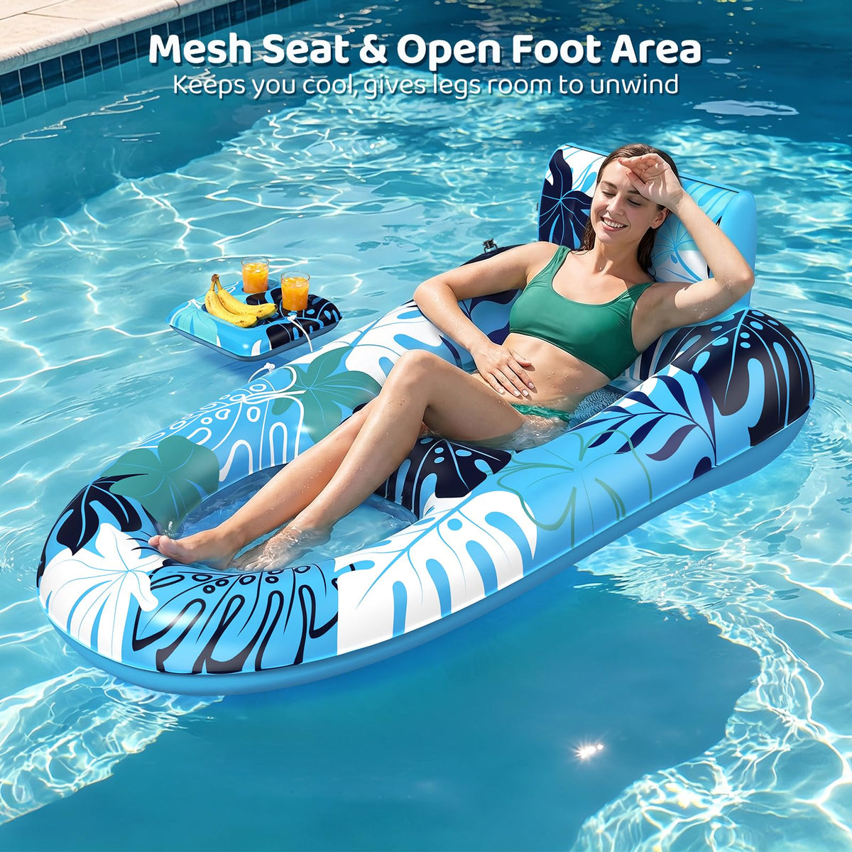 2 Pack Inflatable Pool Floats with Cup Holders I88163