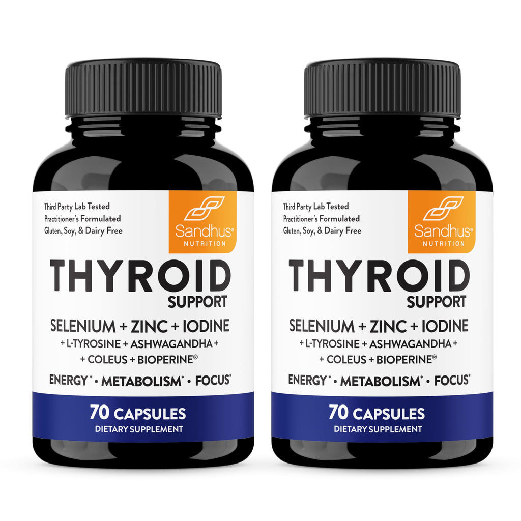 Thyroid Support with Selenium, Zinc, Iodine, L Tyrosine, Ashwagandha, 70 Count (Pack of 2) X16507