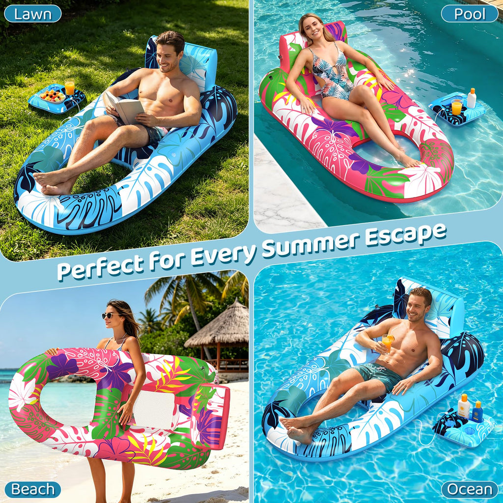 2 Pack Inflatable Pool Floats with Cup Holders I88163