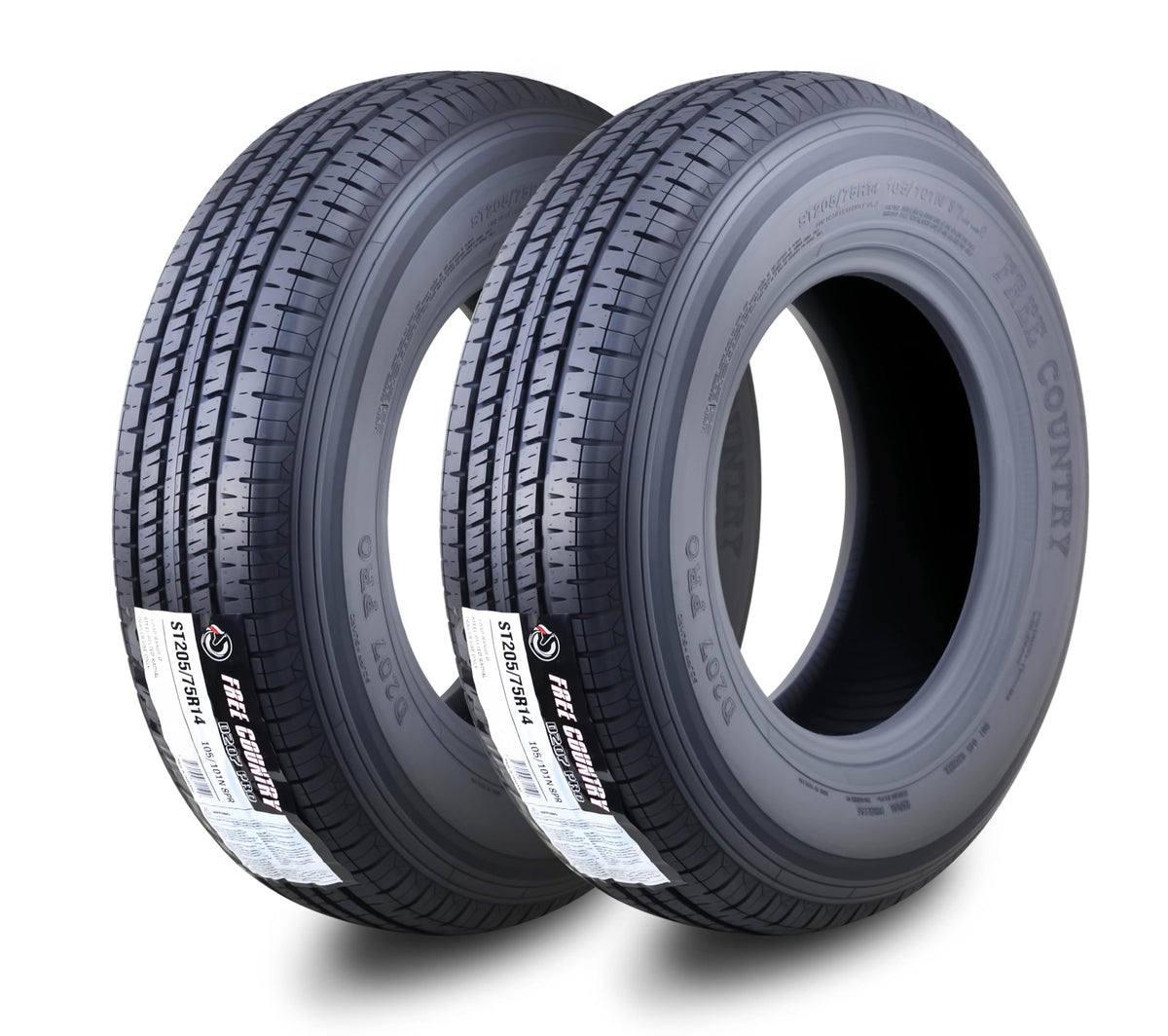 2 Premium Trailer Tires ST205/75R14 8PR LR D T3243