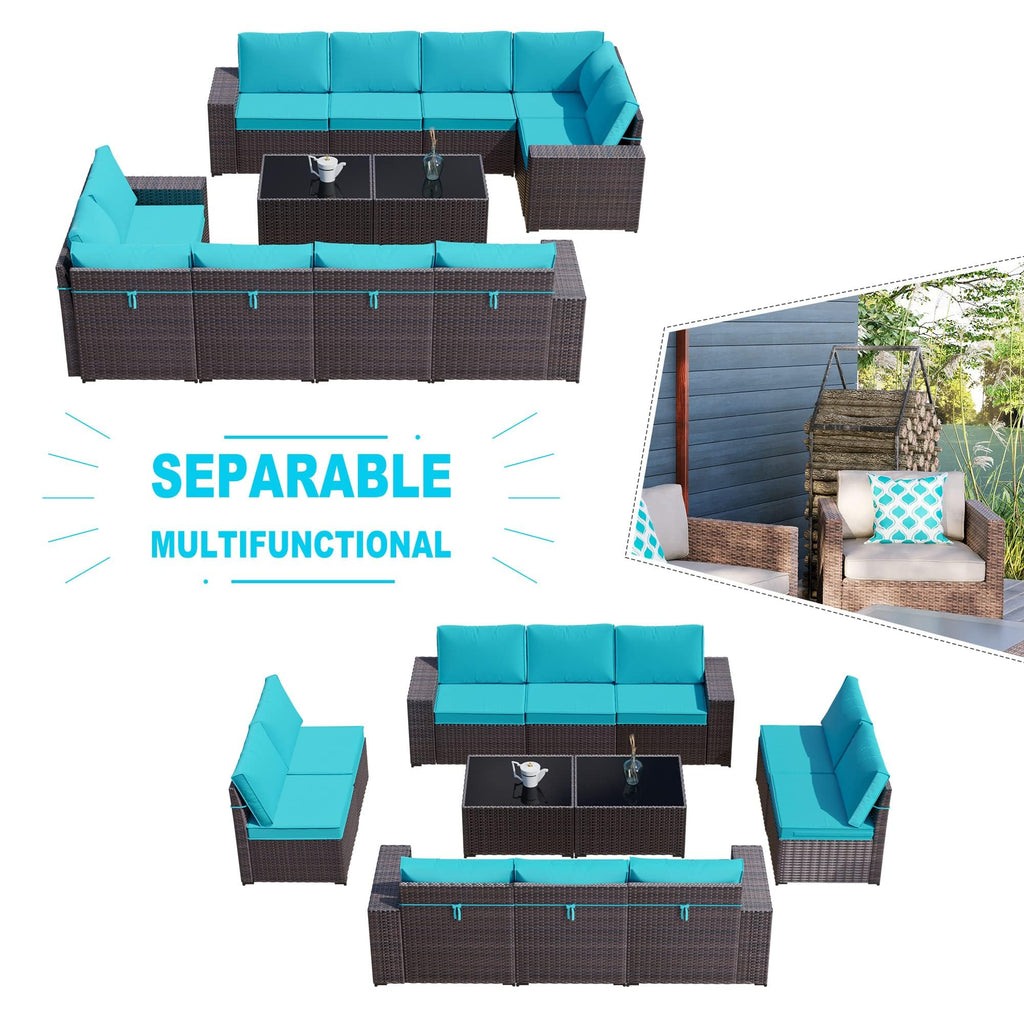 12PCS PE Wicker Rattan Sectional Sofa N341679