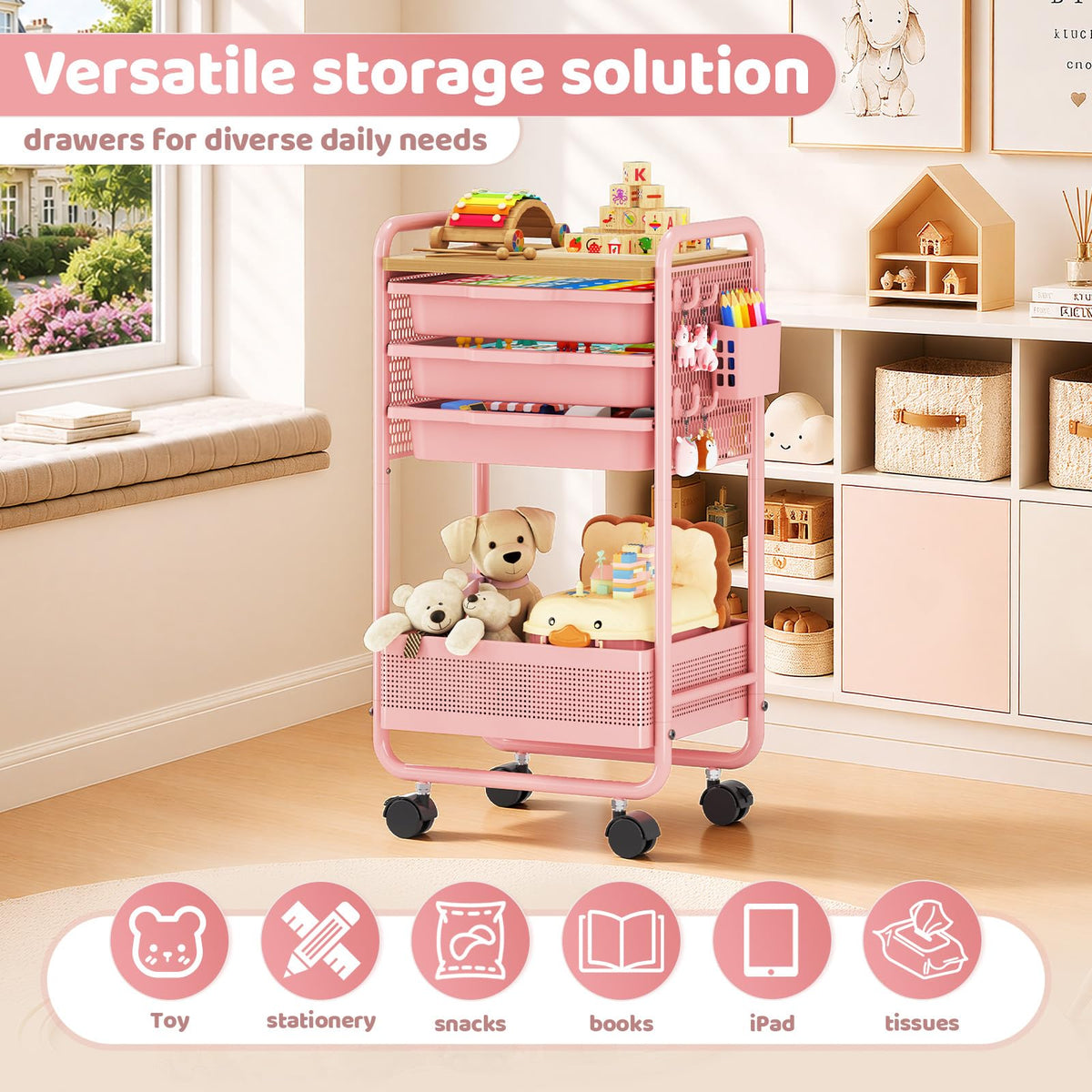 3 Tier Rolling Cart with Drawer W787