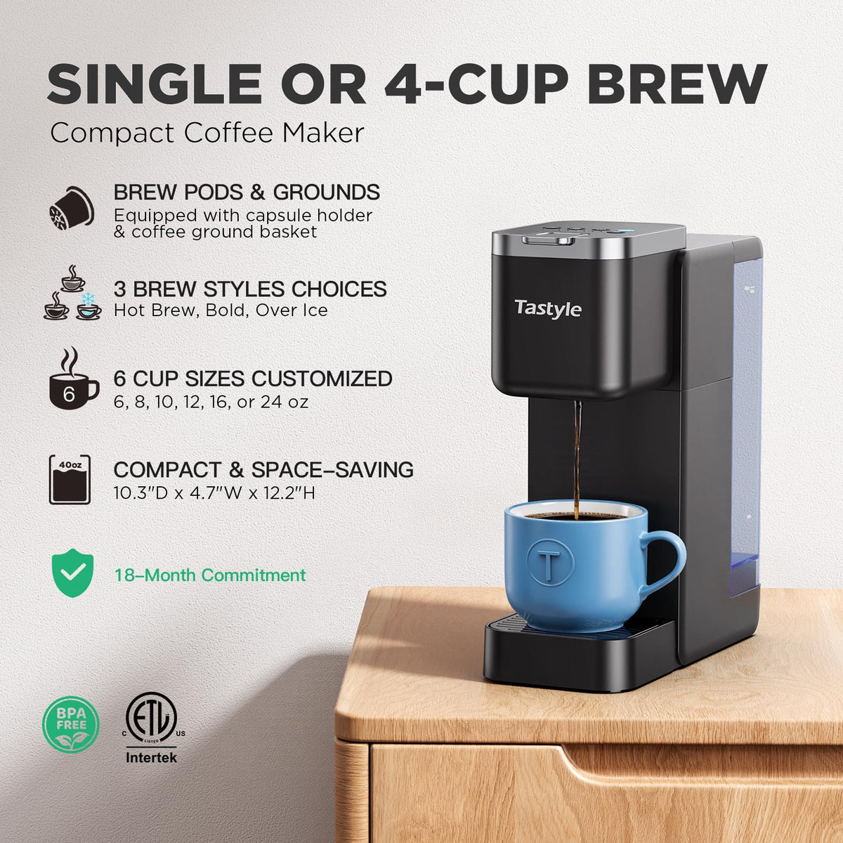 Single Serve Coffee Maker with 3 Brew Styles H643