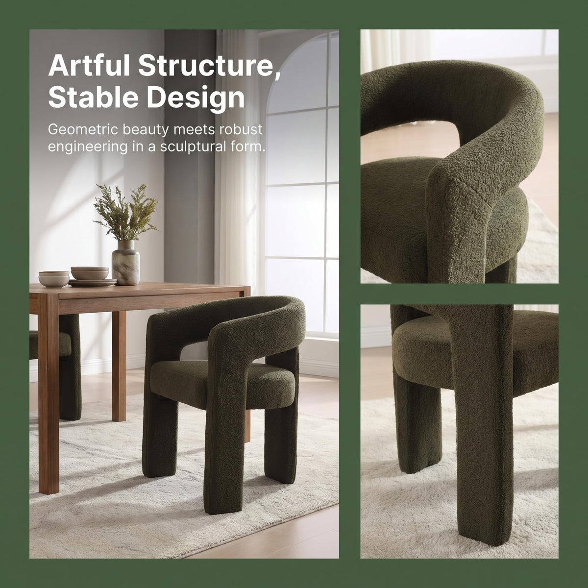 Green Sherpa Barrel Dining Chairs Set of 2 O87740