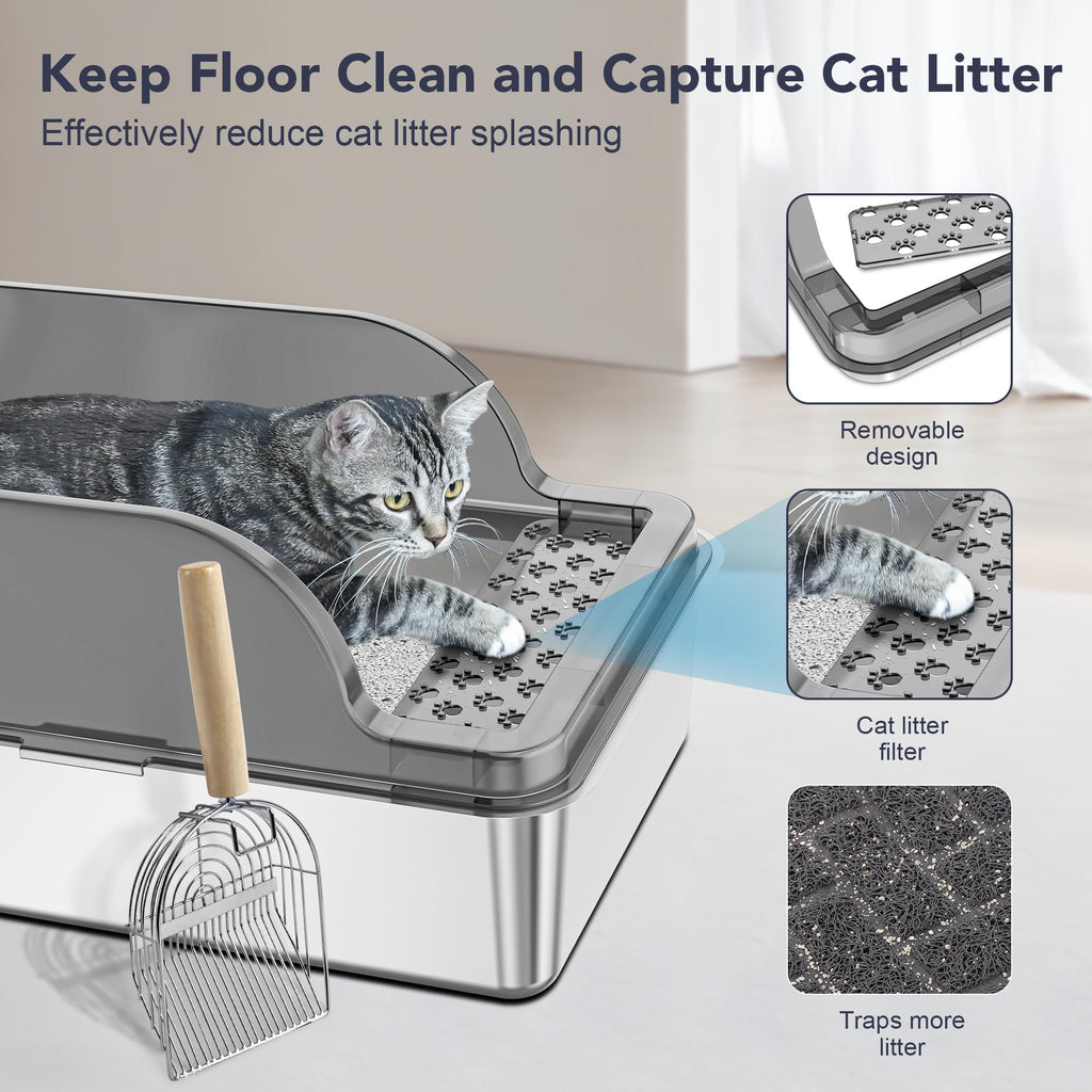 Stainless Steel Enclosed Cat Litter Box M5836