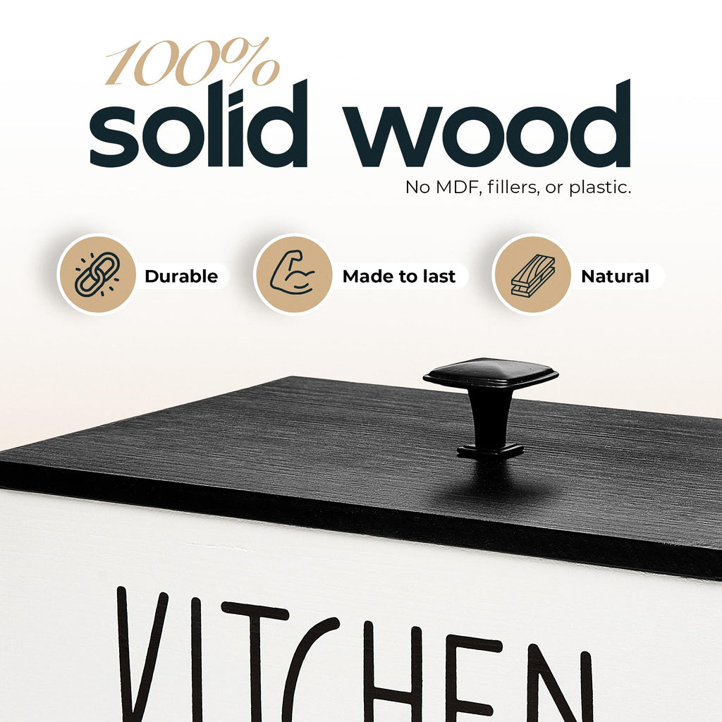 Solid Wood Kitchen Storage Bin with Lid I61124