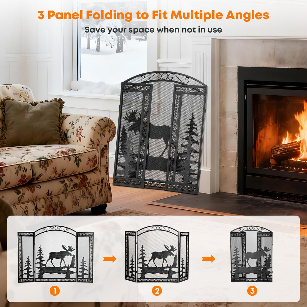 3 Panel Fireplace Screen with Guard Grate G922