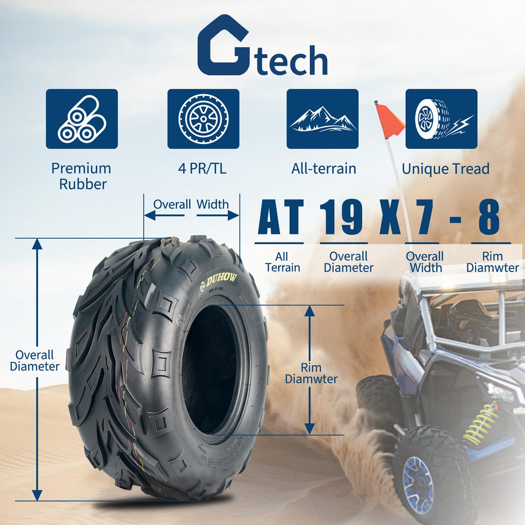 Set of 2 19x7-8 Tubeless ATV Tires M4139