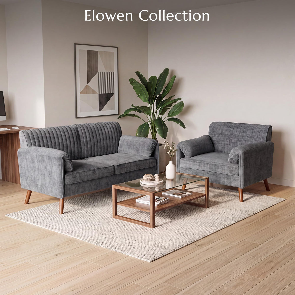 64" Gray Chenille 2-seater Sofa N257229