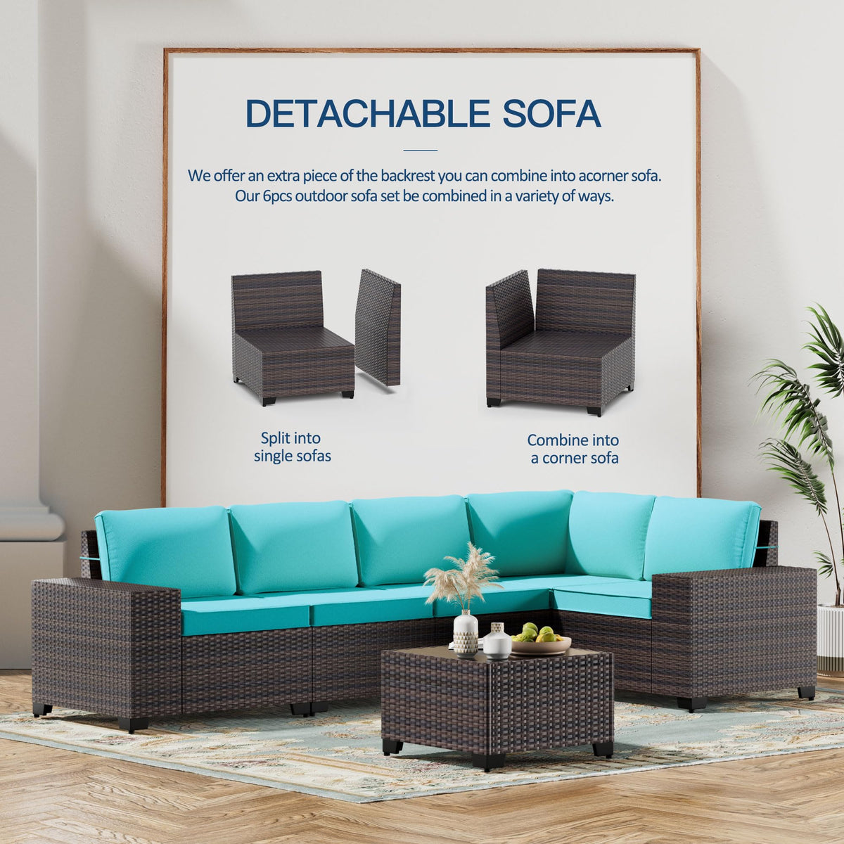 12PCS PE Wicker Rattan Sectional Sofa N341679