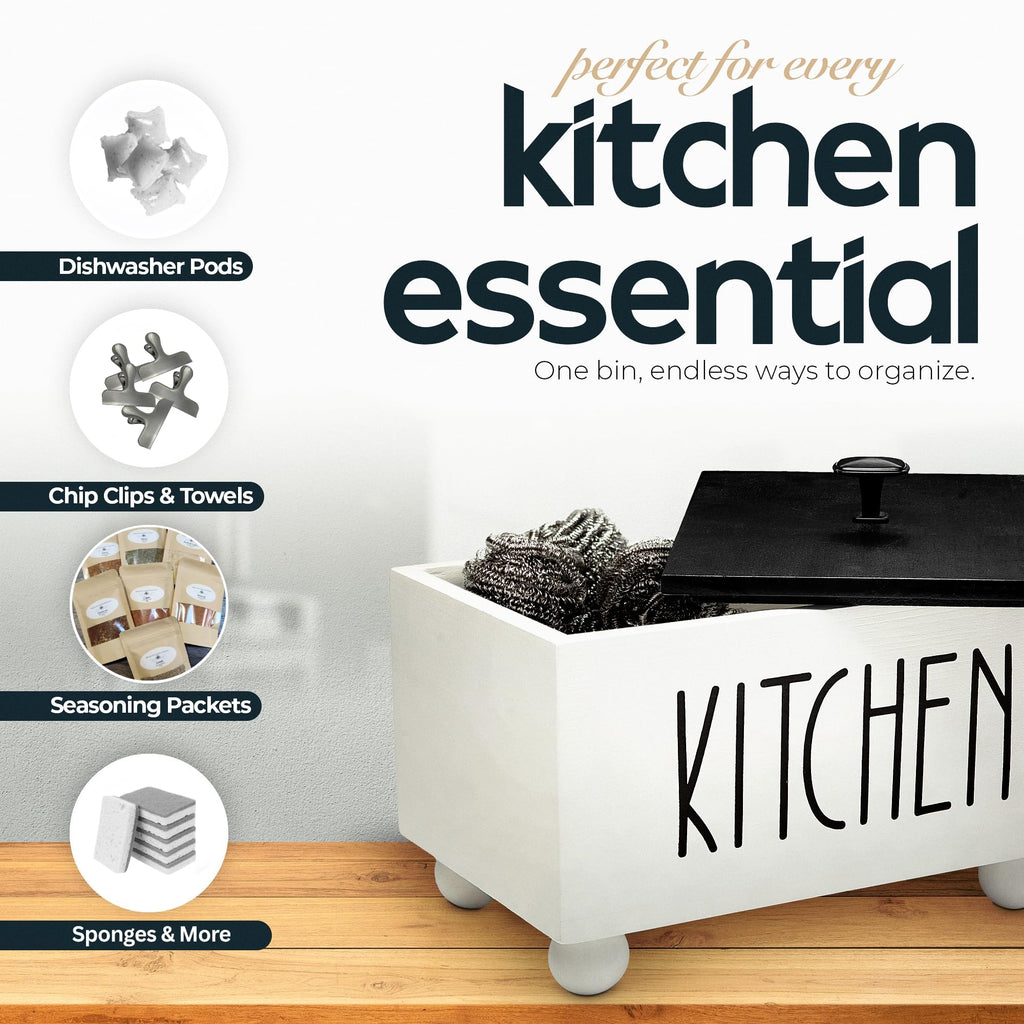 Solid Wood Kitchen Storage Bin with Lid I61124