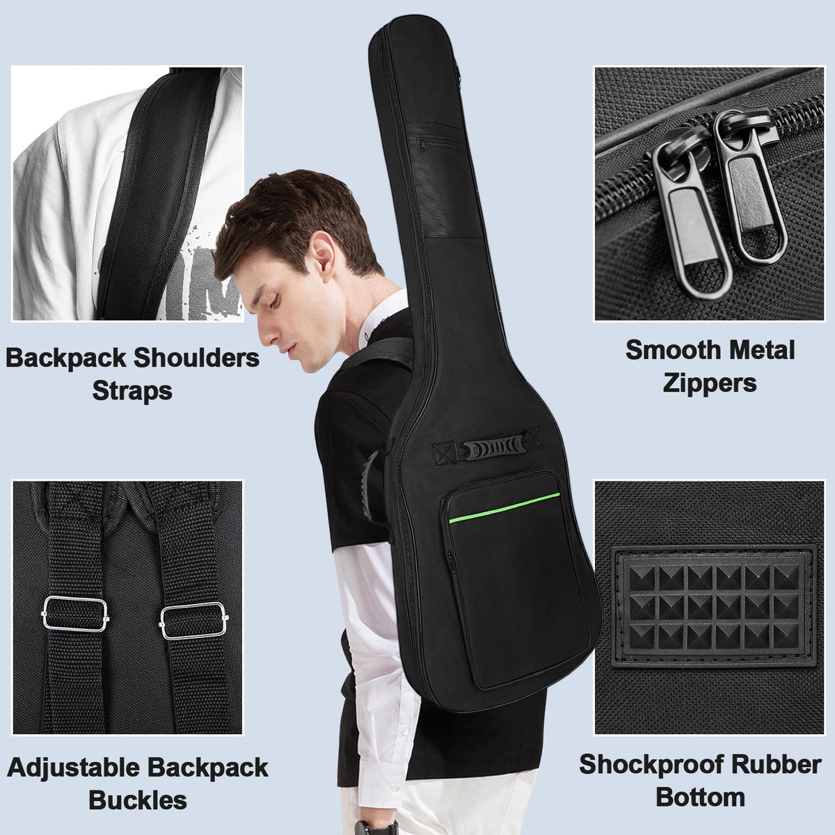 Black Waterproof Padded Electric Bass Guitar Gig Bag T8956