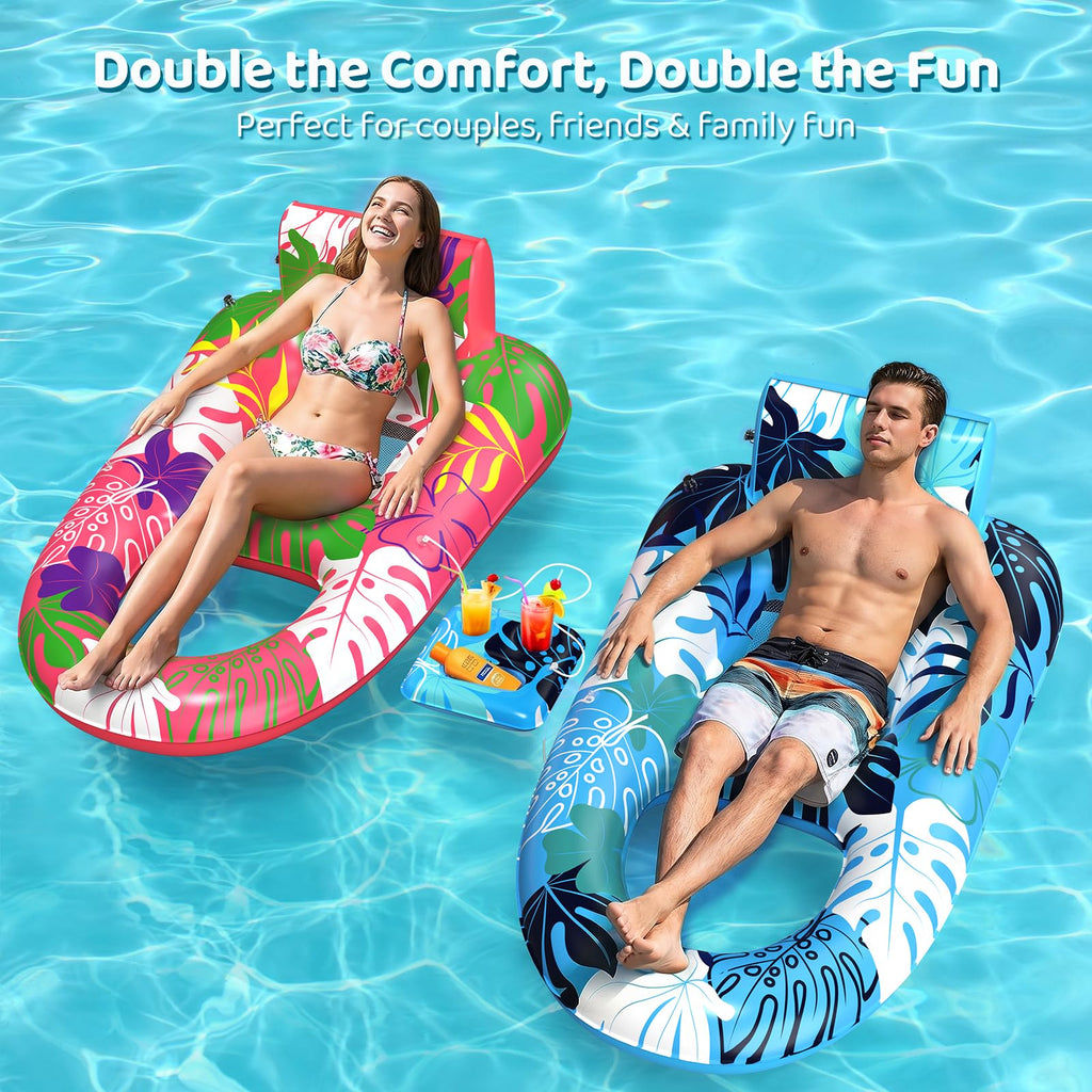 2 Pack Inflatable Pool Floats with Cup Holders I88163