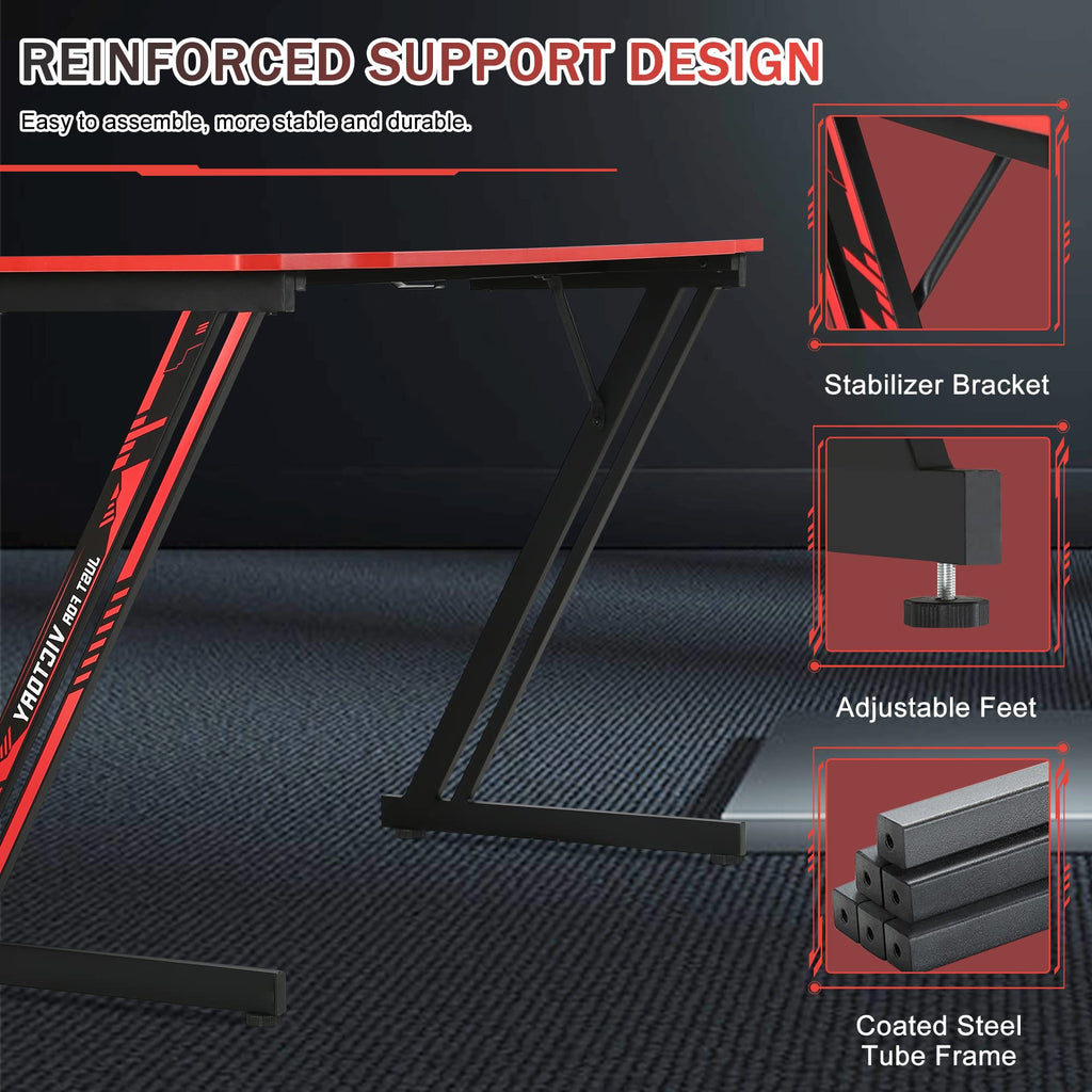 47 Inch Z Shaped Gaming Desk with Headphone Hook A338