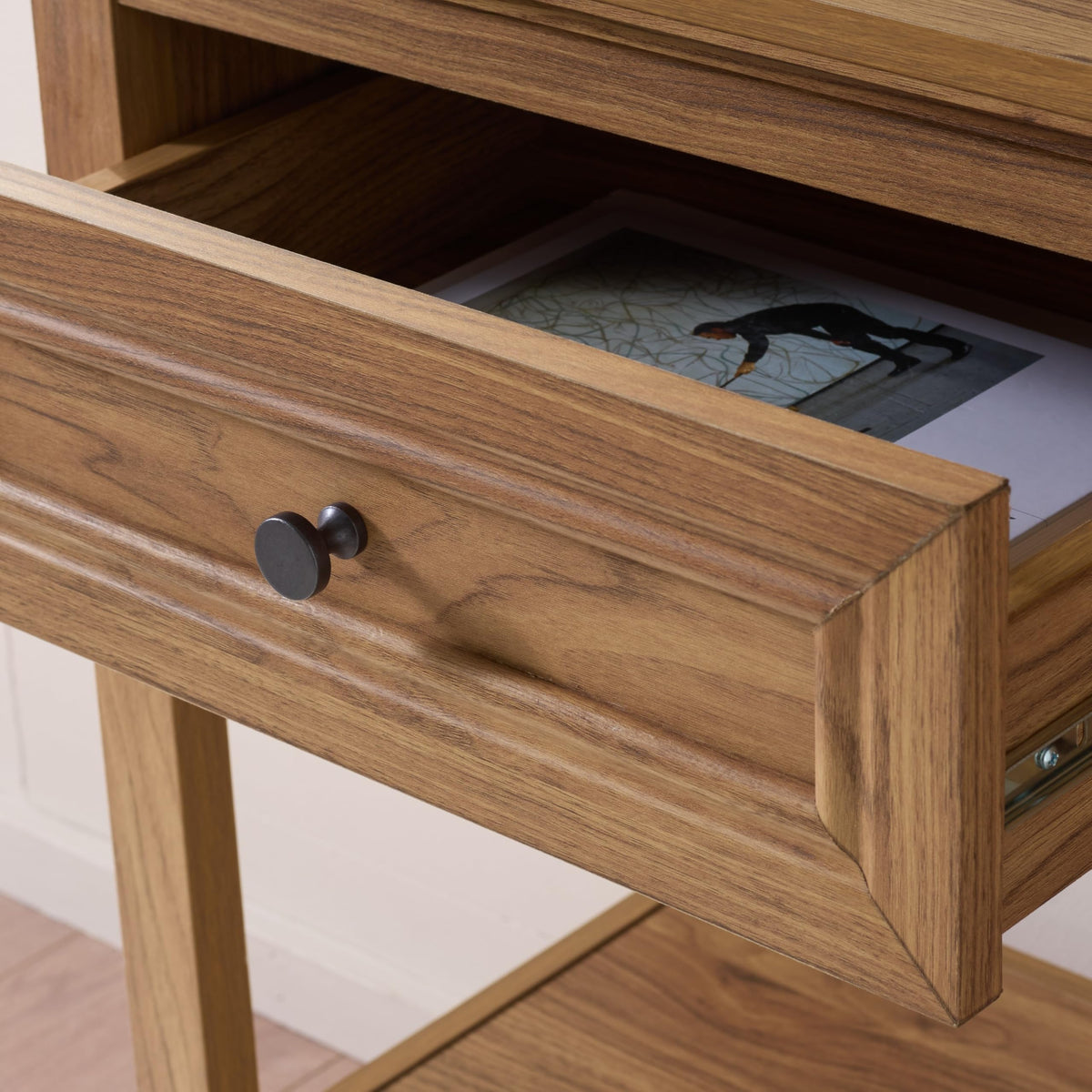 Oak 2-Drawer Console Table with Shelf Storage U768