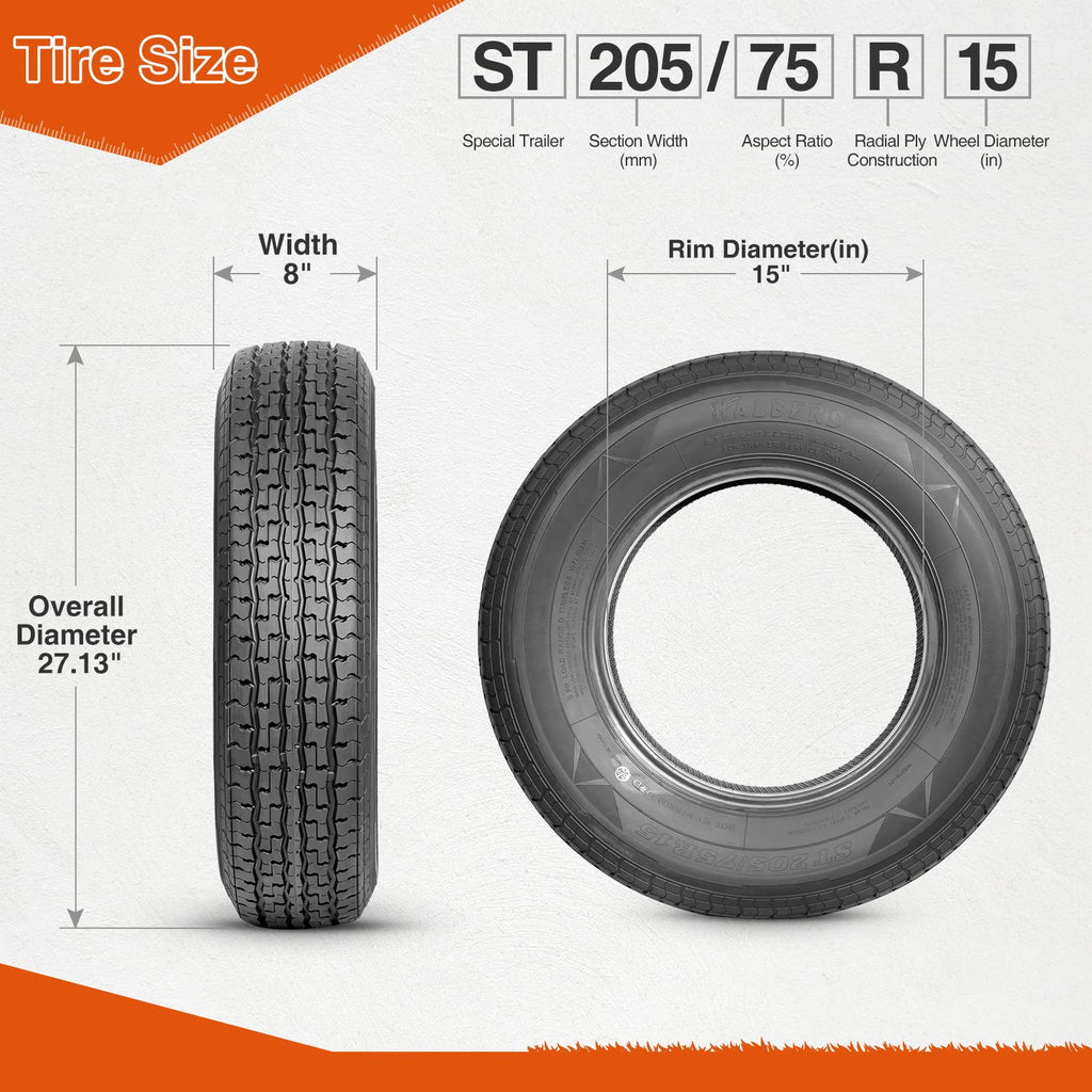 ST205/75R15 8PR Load Range D Radial Trailer Tires Set of 2 C489