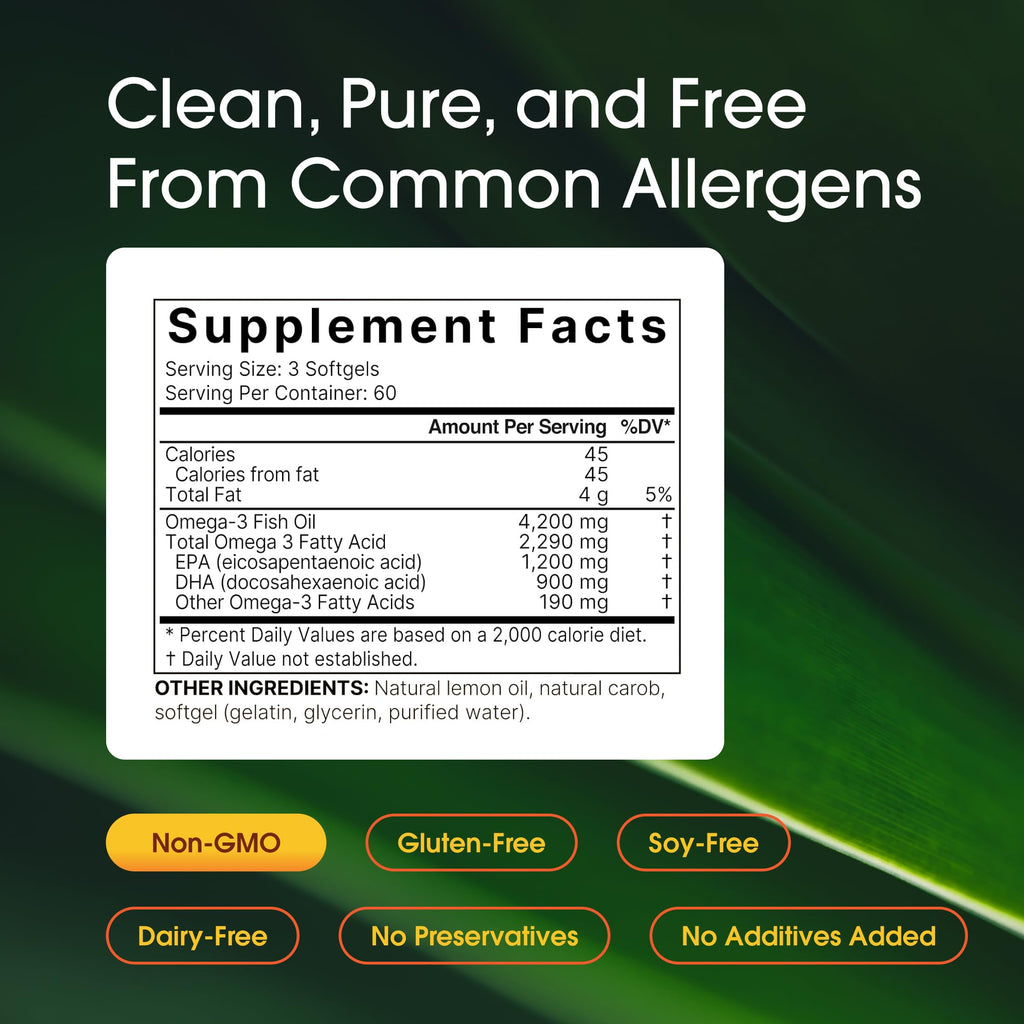 Omega-3 Fish Oil 180 Softgels Lemon Flavor Q5381