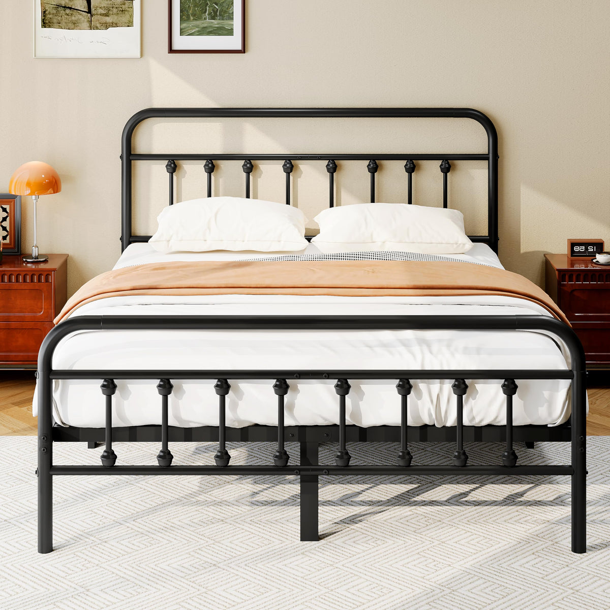Full Size Metal Bed Frame with Headboard and Footboard C951