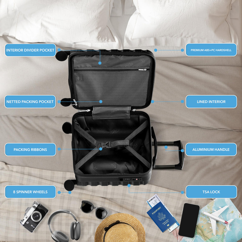 18x14x8" Hardside Carry On Suitcase with TSA Lock & USB Port R544