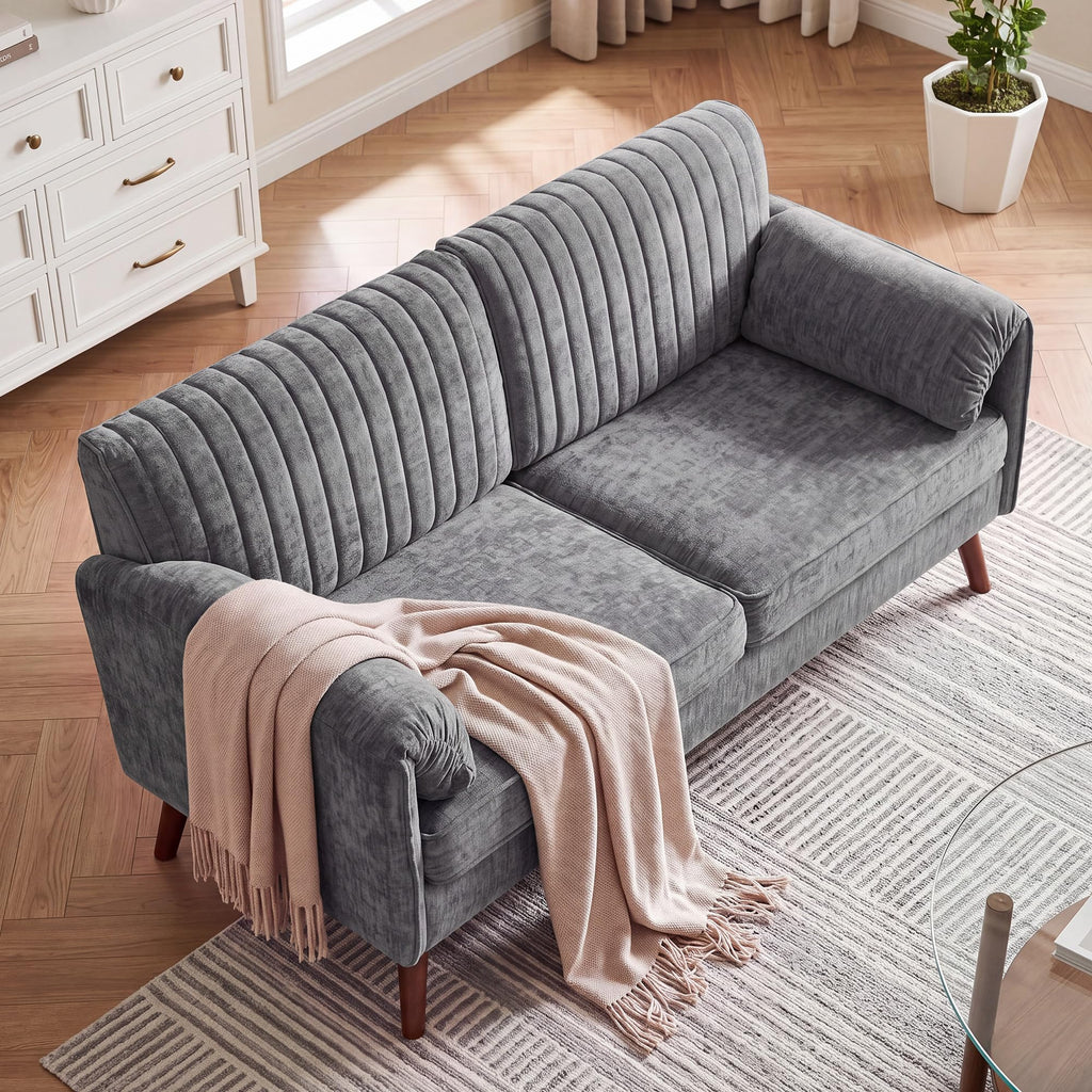 64" Gray Chenille 2-seater Sofa N257229