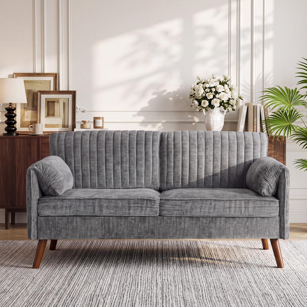 64" Gray Chenille 2-seater Sofa N257229
