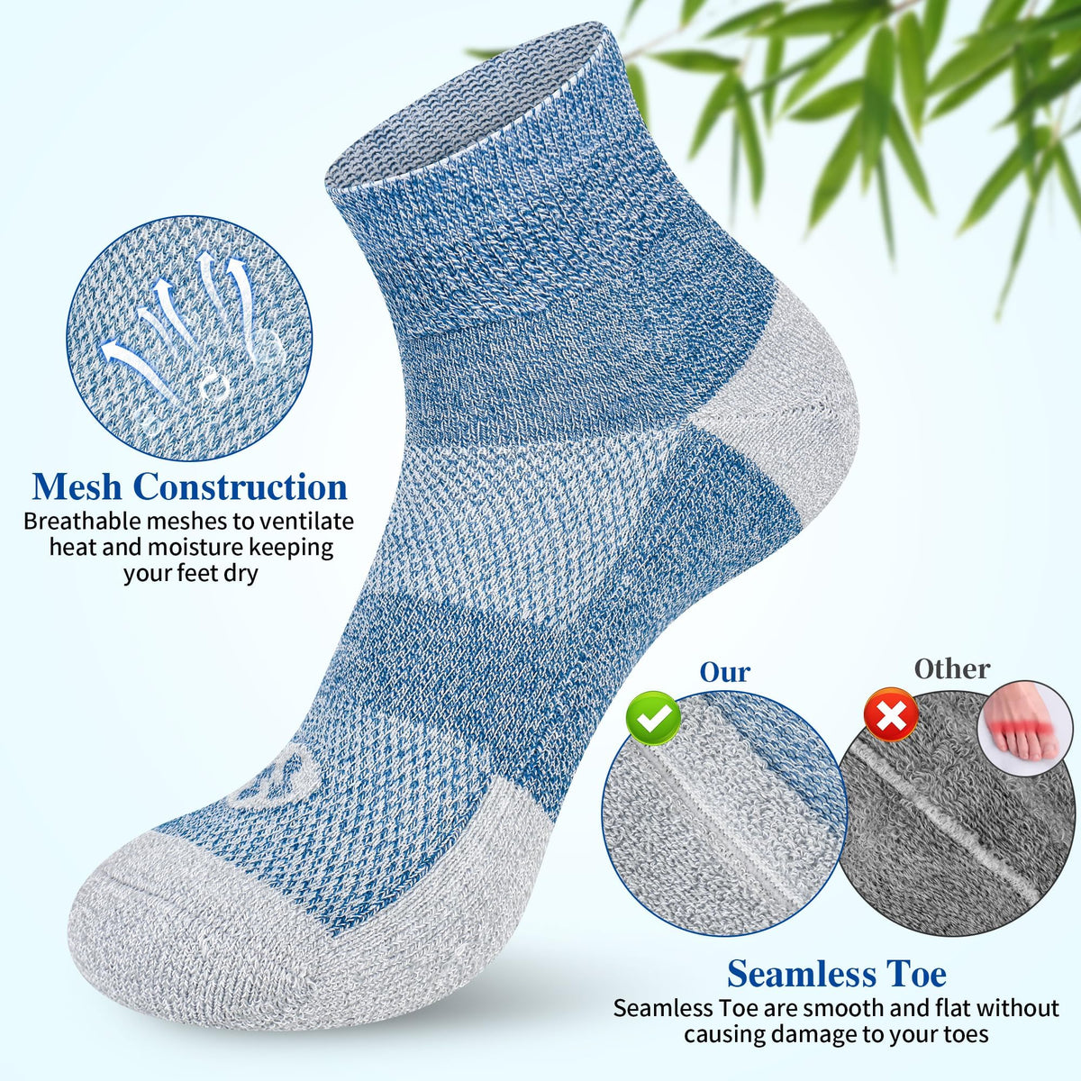 Diabetic Socks for Men, 12 Pairs Ankle & Low Cut Size 9-15 G549