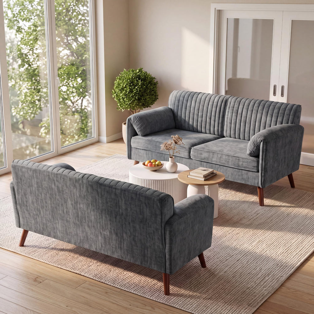 64" Gray Chenille 2-seater Sofa N257229