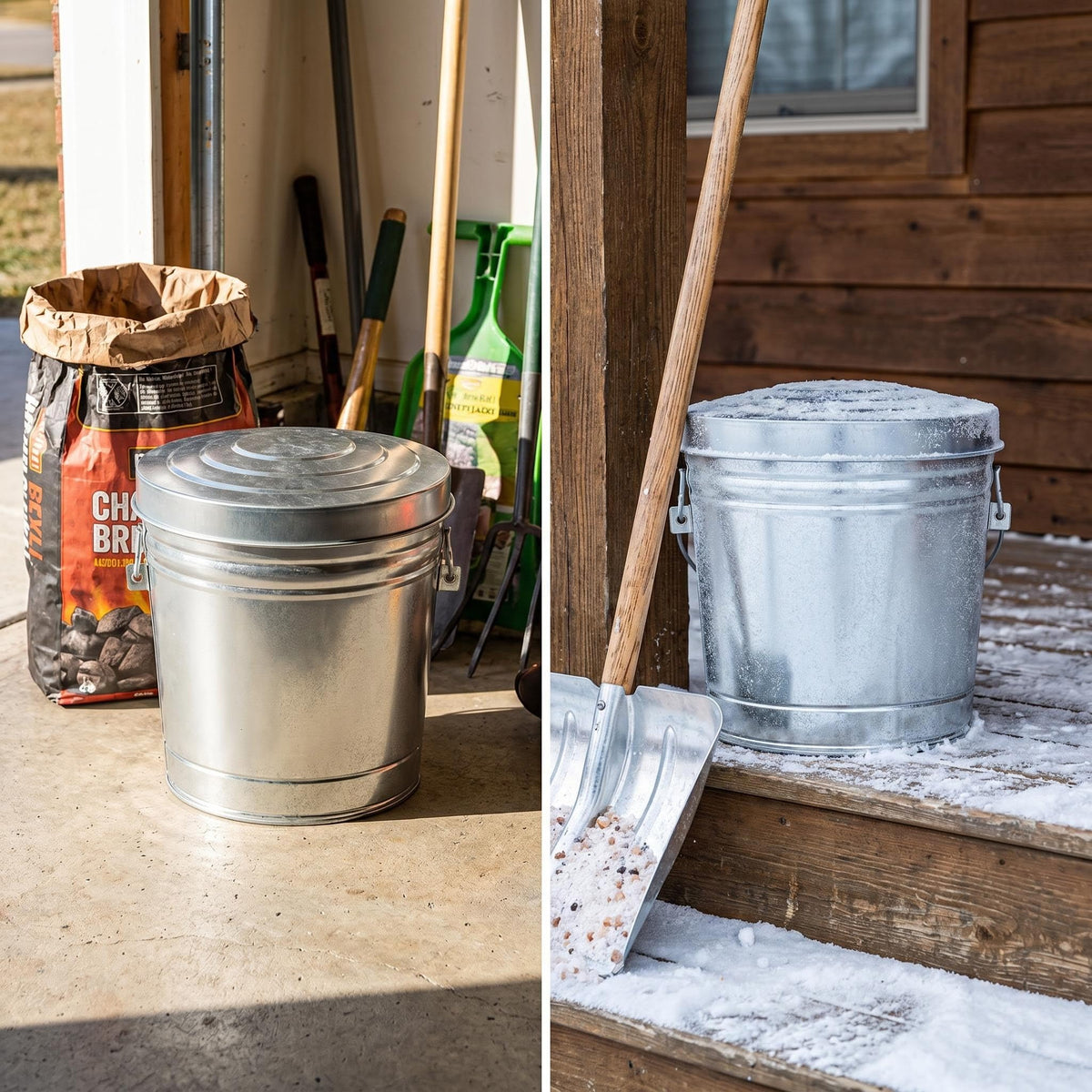 6 Gallon Galvanized Steel Locking Lid Storage Can H604