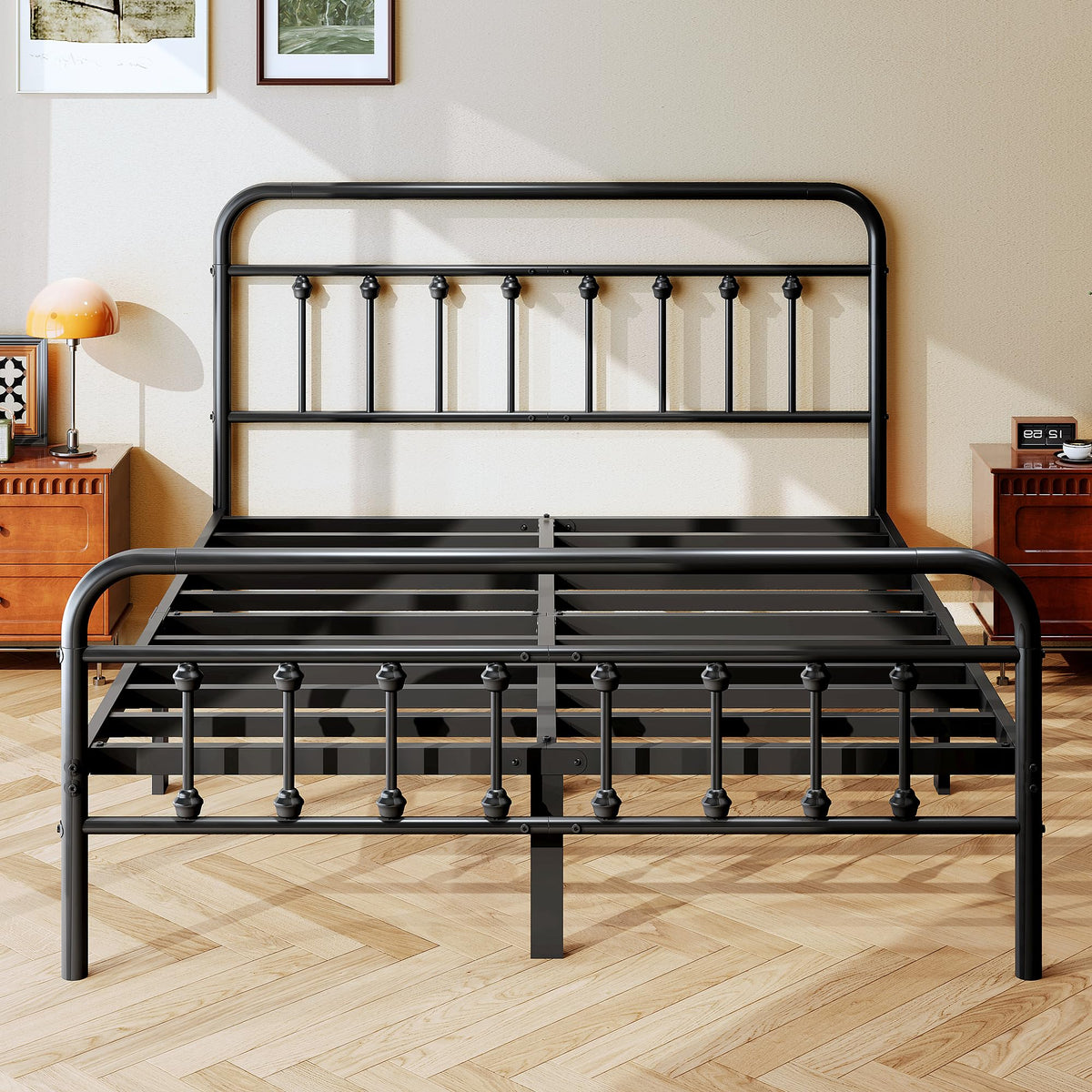 Full Size Metal Bed Frame with Headboard and Footboard C951