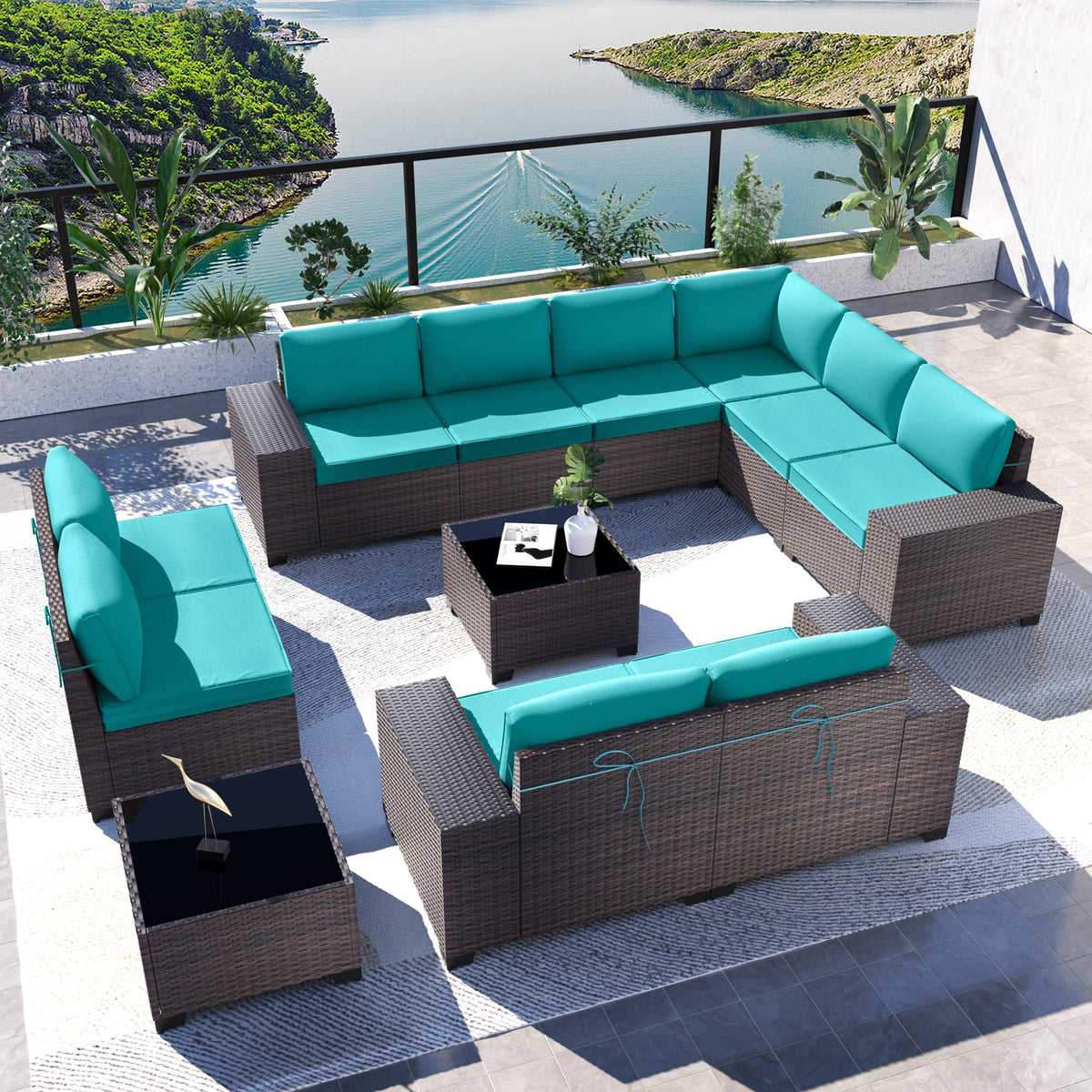 12PCS PE Wicker Rattan Sectional Sofa N341679