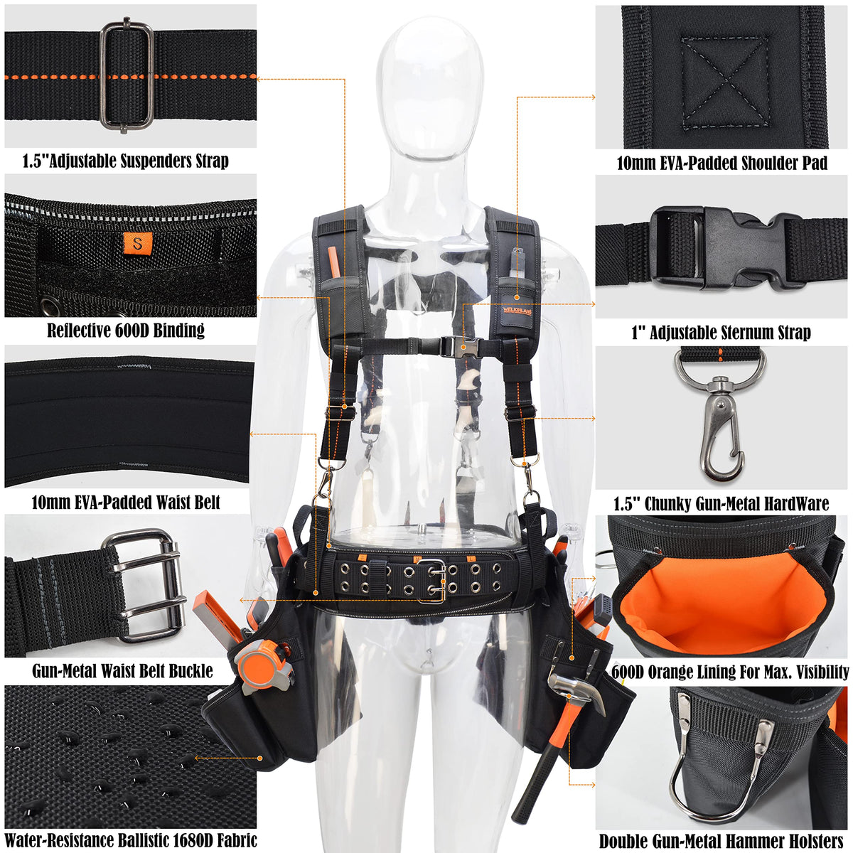39 Pockets Tool Belts with Suspenders E53432